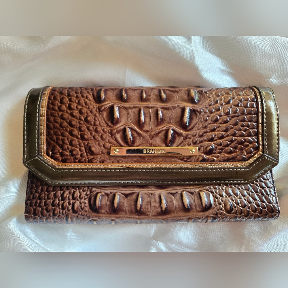 Brahmin Brown Croc-Embossed Wallet